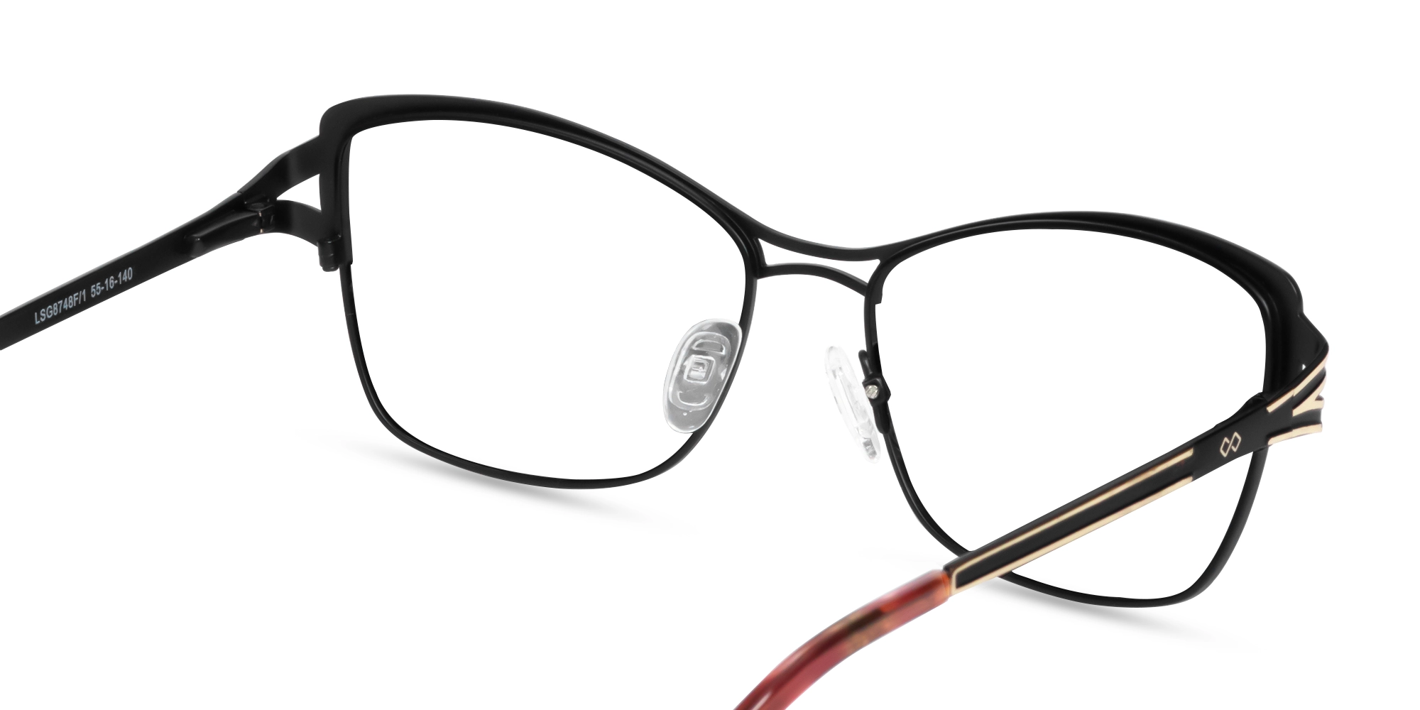 Champagne Gold & Black Butterfly Glasses-5