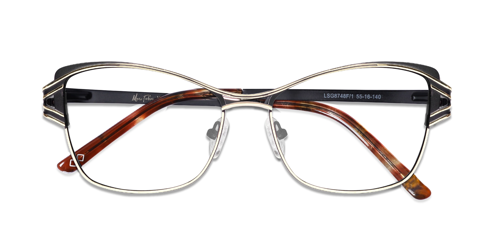 Champagne Gold & Black Butterfly Glasses-6