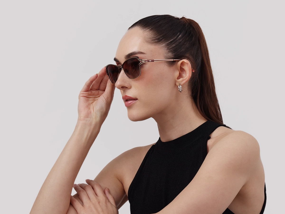 Champagne Gold & Brown Butterfly Sunglasses | Specscart-53