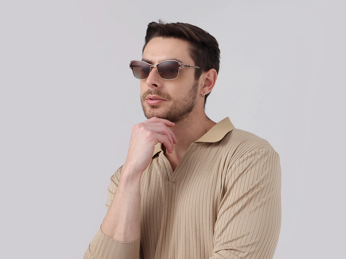 Champagne Gold & Brown Butterfly Sunglasses | Specscart-43