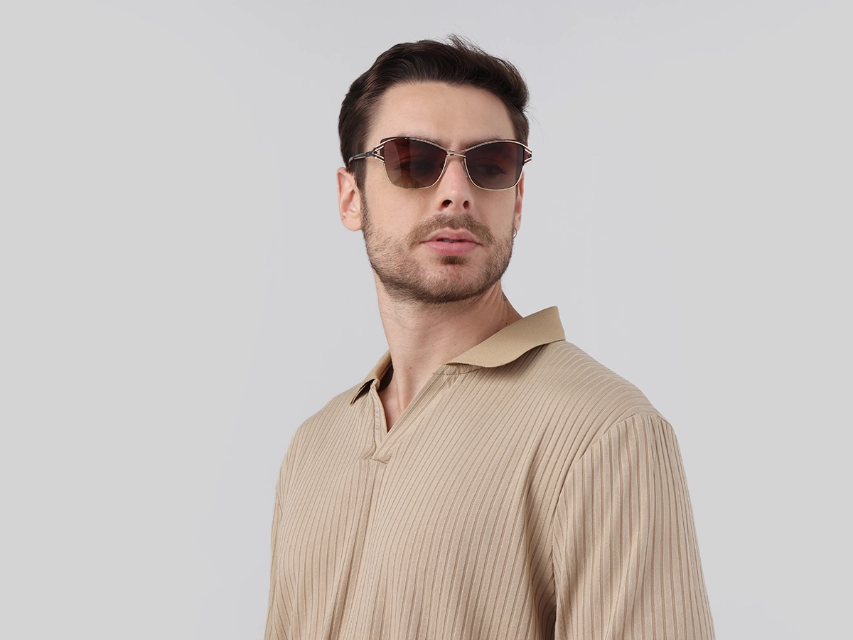 Champagne Gold & Brown Butterfly Sunglasses | Specscart-41
