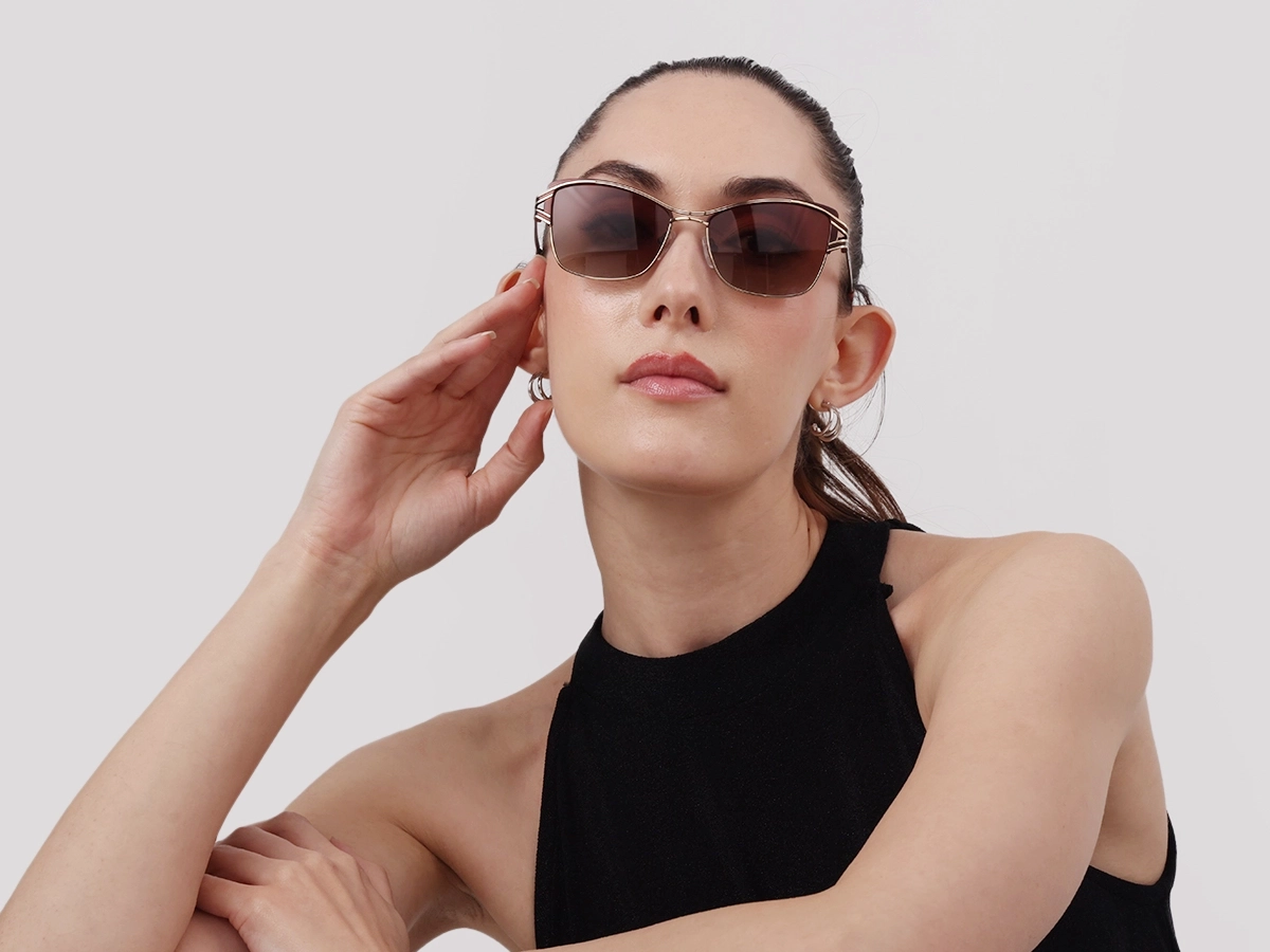 Champagne Gold & Brown Butterfly Sunglasses | Specscart-51