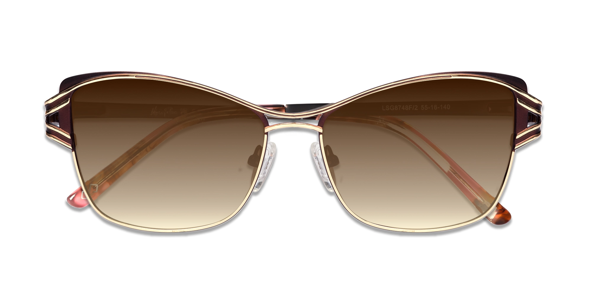 Champagne Gold & Brown Butterfly Sunglasses | Specscart-6