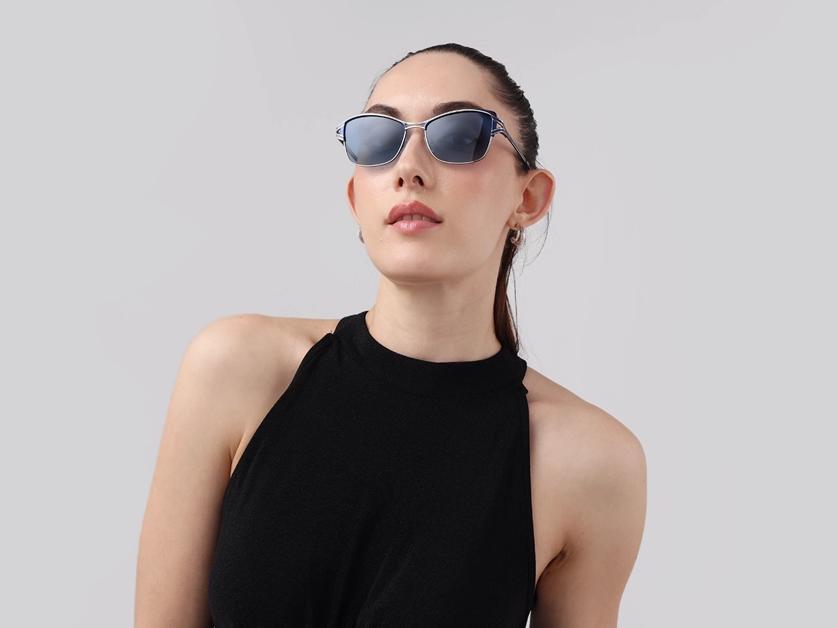 Silver & Blue Butterfly Sunglasses | Specscart-52