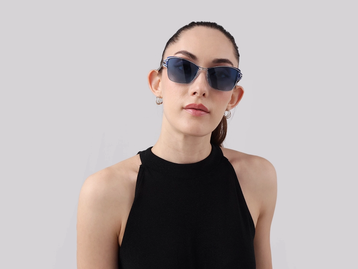 Silver & Blue Butterfly Sunglasses | Specscart-51