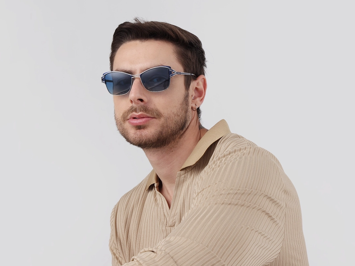 Silver & Blue Butterfly Sunglasses | Specscart-41