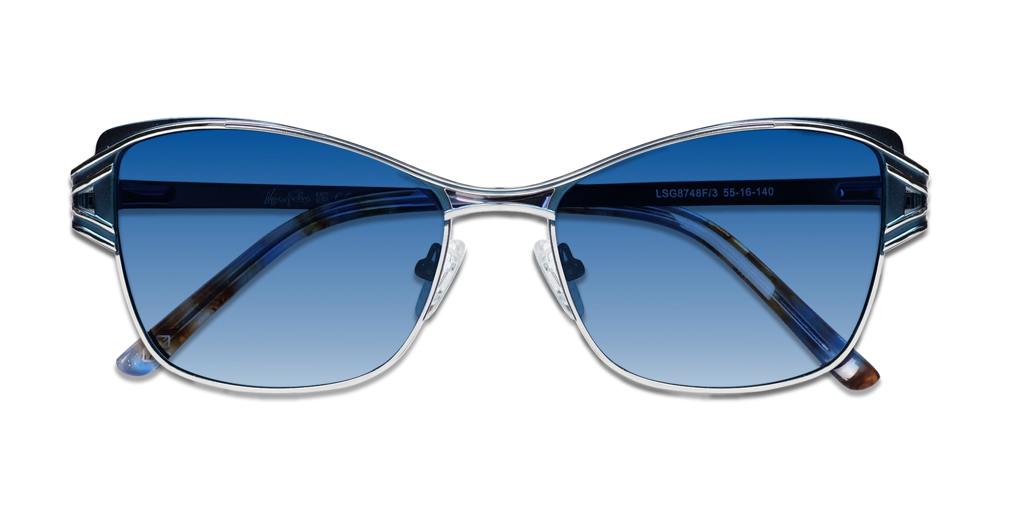 Silver & Blue Butterfly Sunglasses | Specscart-6