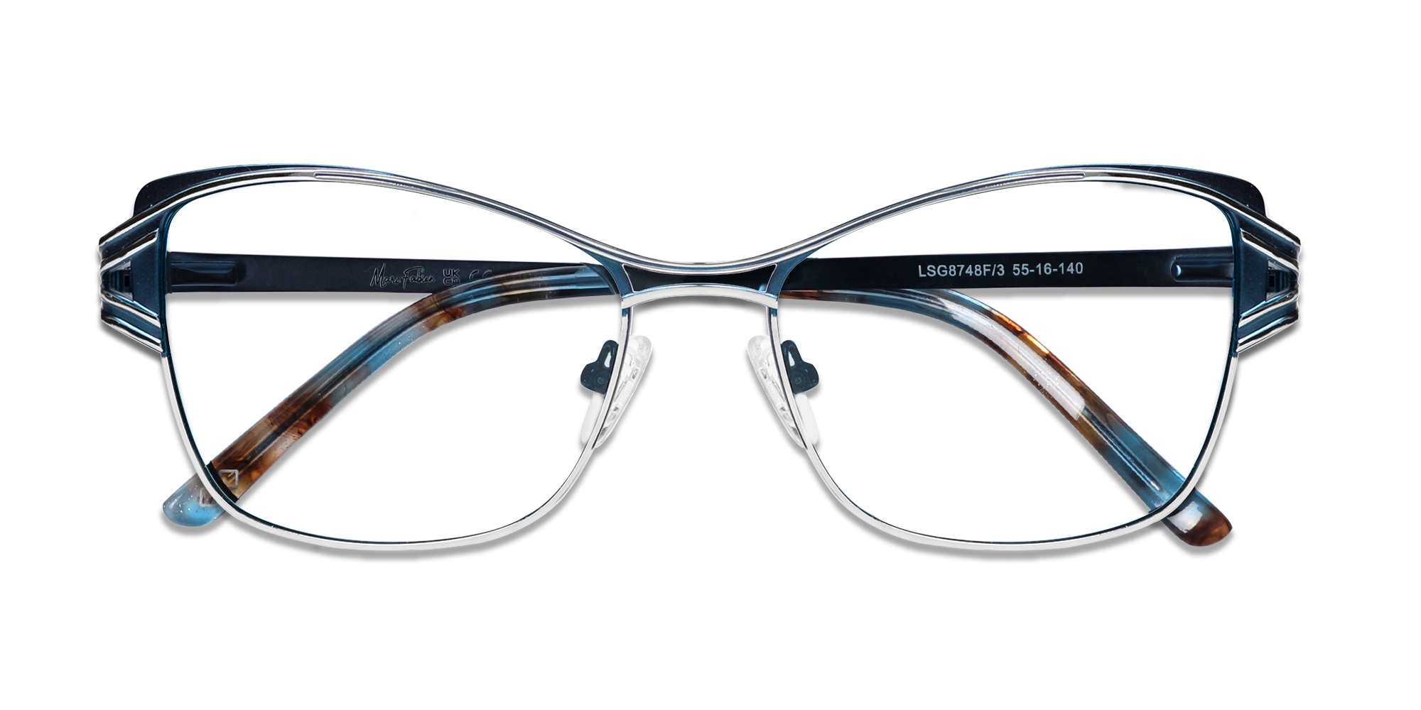 Silver & Blue Butterfly Glasses-6