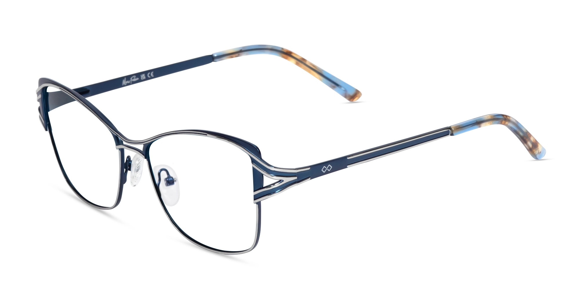 Silver & Blue Butterfly Glasses-3