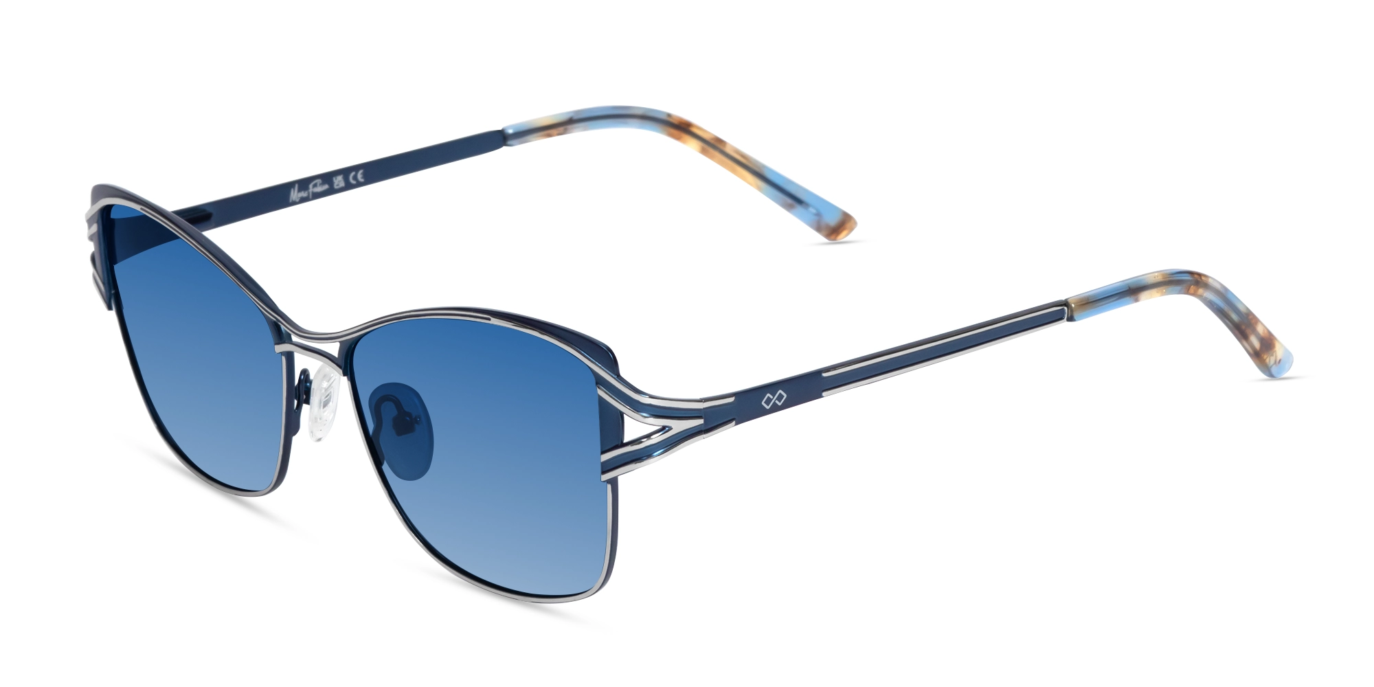 Silver & Blue Butterfly Sunglasses | Specscart-3