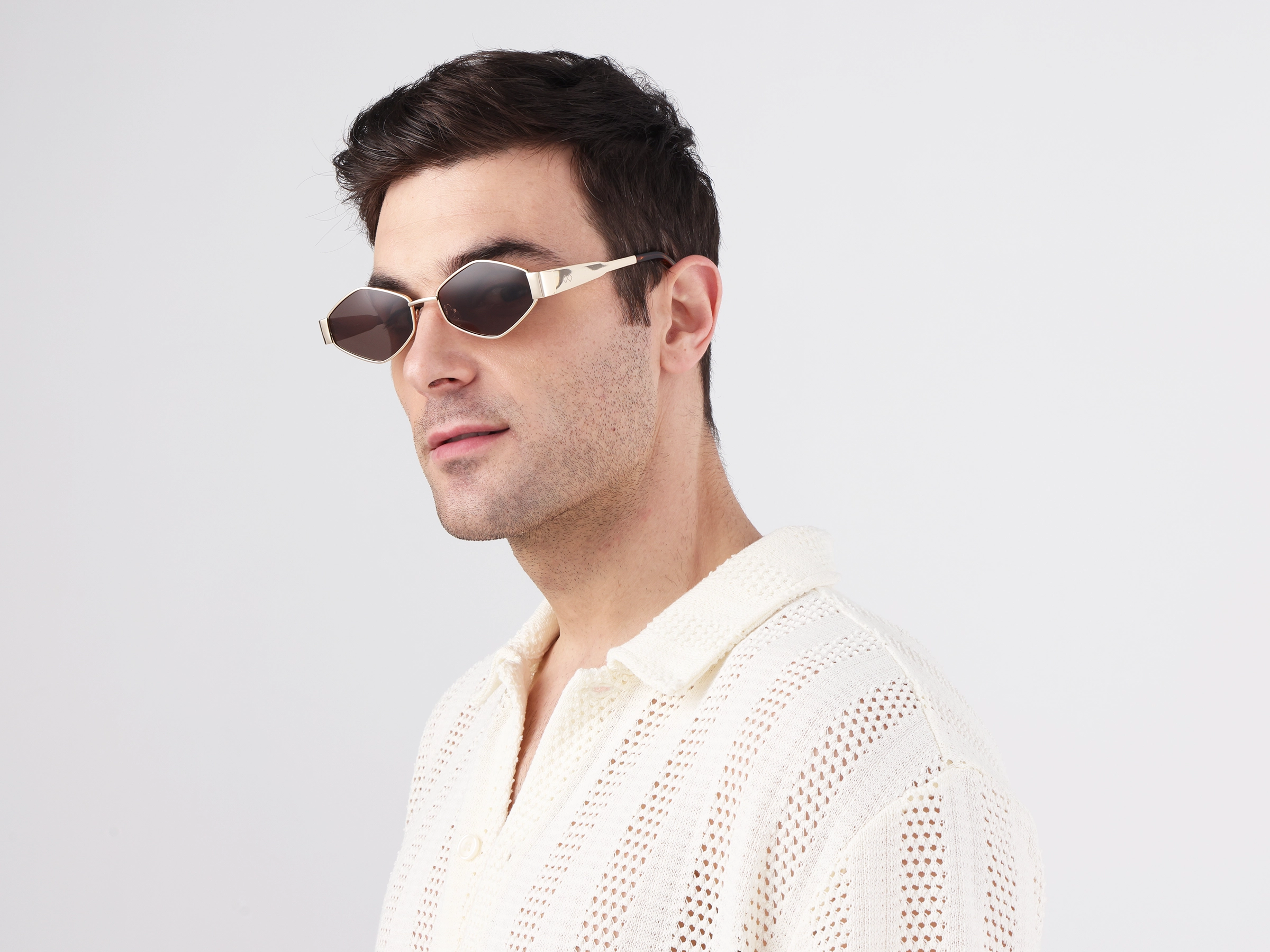 Champagne Gold & Tortoise Geometric Sunglasses 3