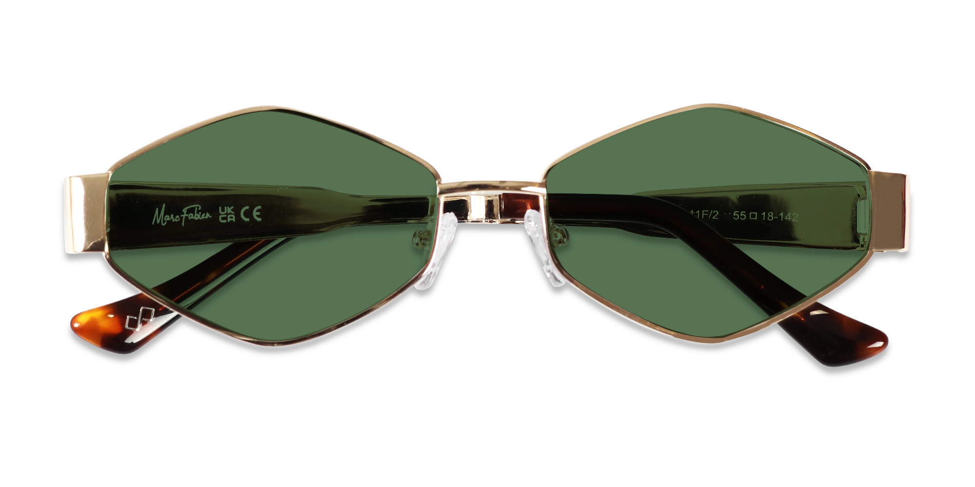 Champagne Gold Metal Full Rim Geometric Sunglasses-6