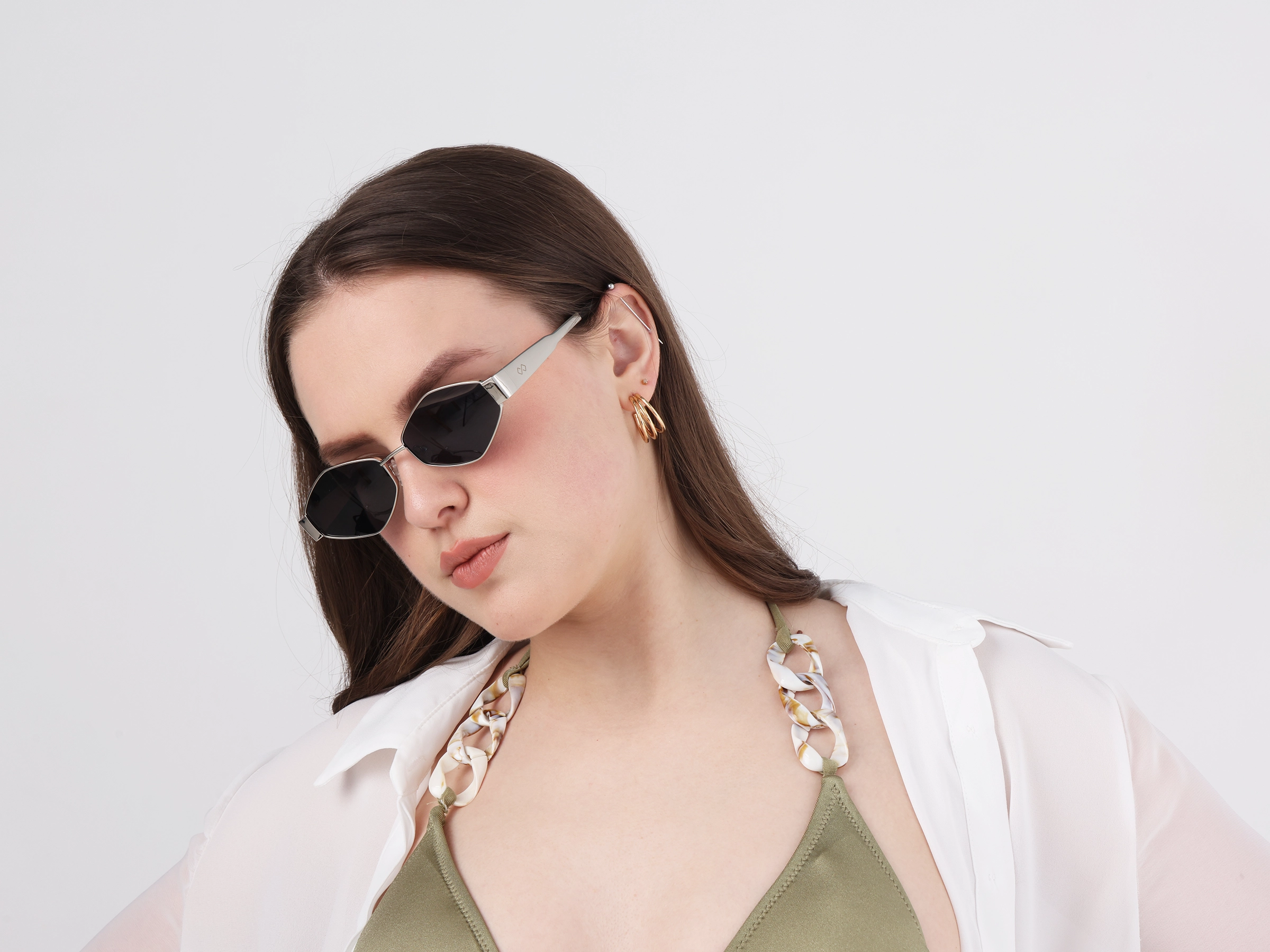 Silver Metal Geometric Full Rim Sunglasses12