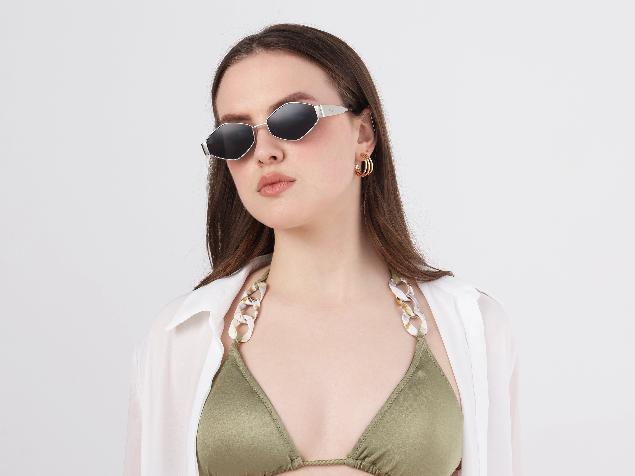 Silver Metal Geometric Full Rim Sunglasses11