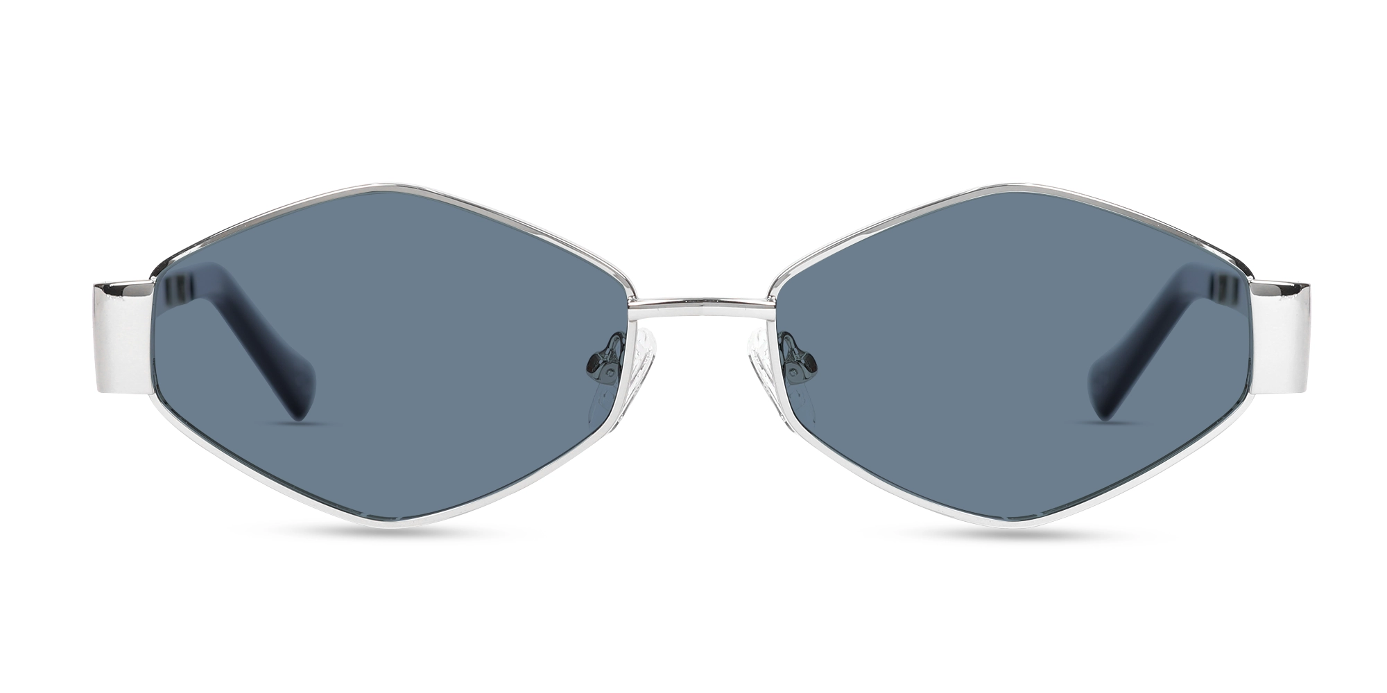 Silver Metal Geometric Full Rim Sunglasses-1 Silver Metal Geometric Full Rim Sunglasses-1
