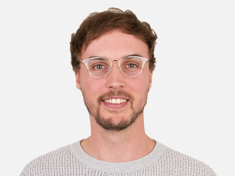 Square & Browline Crystal Clear & Champagne Gold Eyeglasses - 2