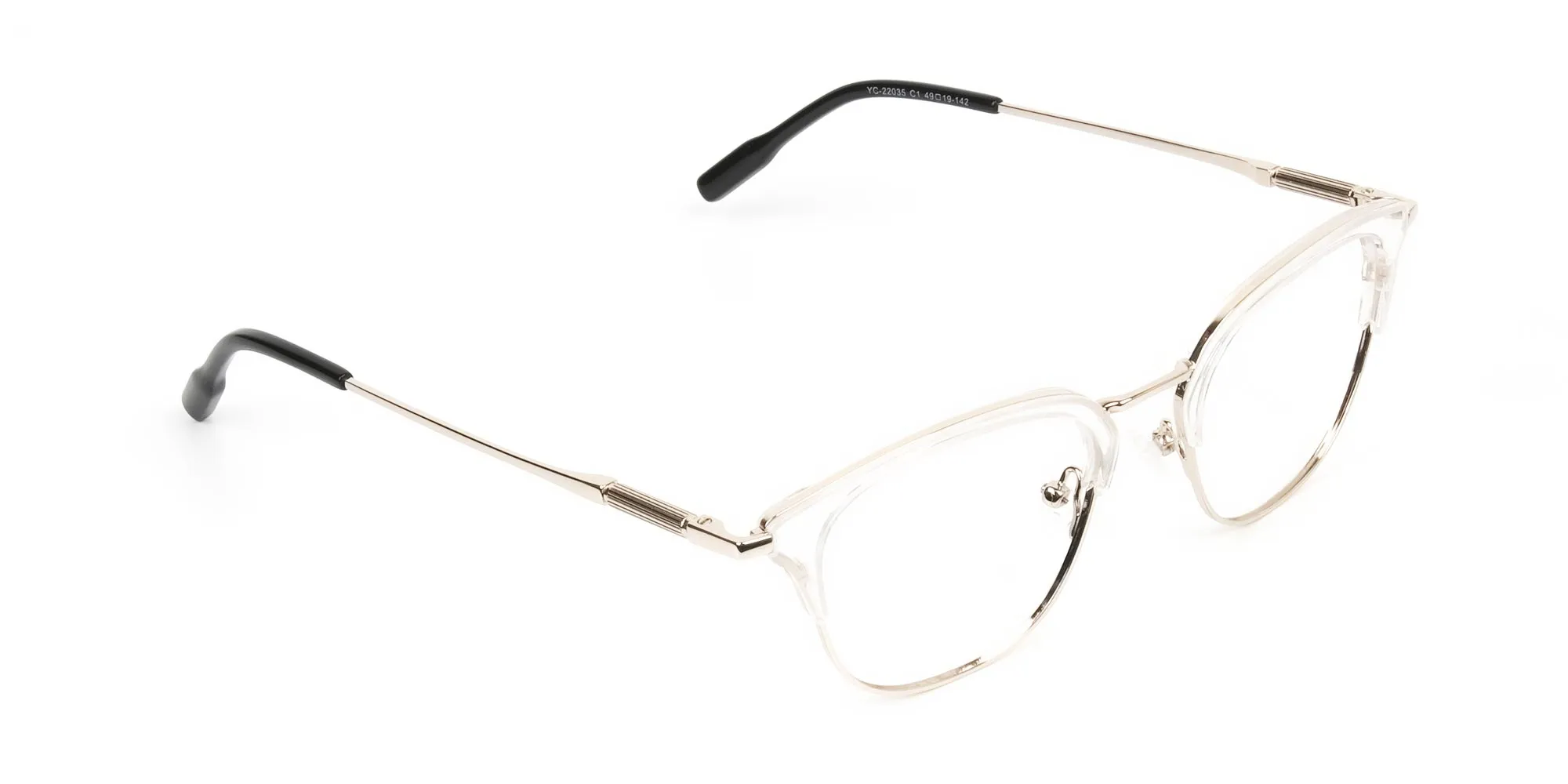 Square & Browline Crystal Clear & Champagne Gold Eyeglasses - 2
