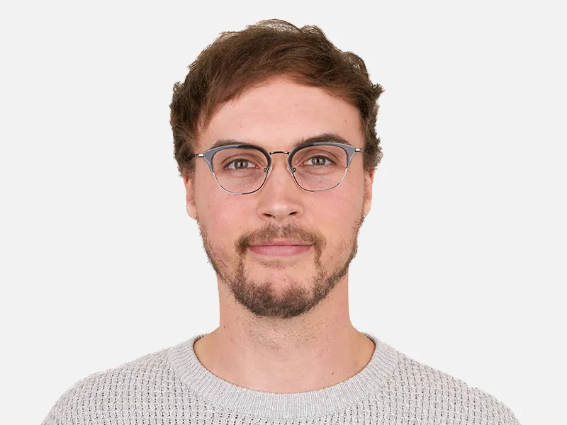 Square & Browline Gunmetal Silver Grey Translucent glasses - 2