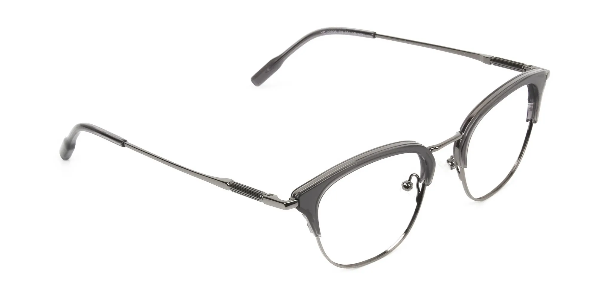 Square & Browline Gunmetal Silver Grey Translucent glasses - 2
