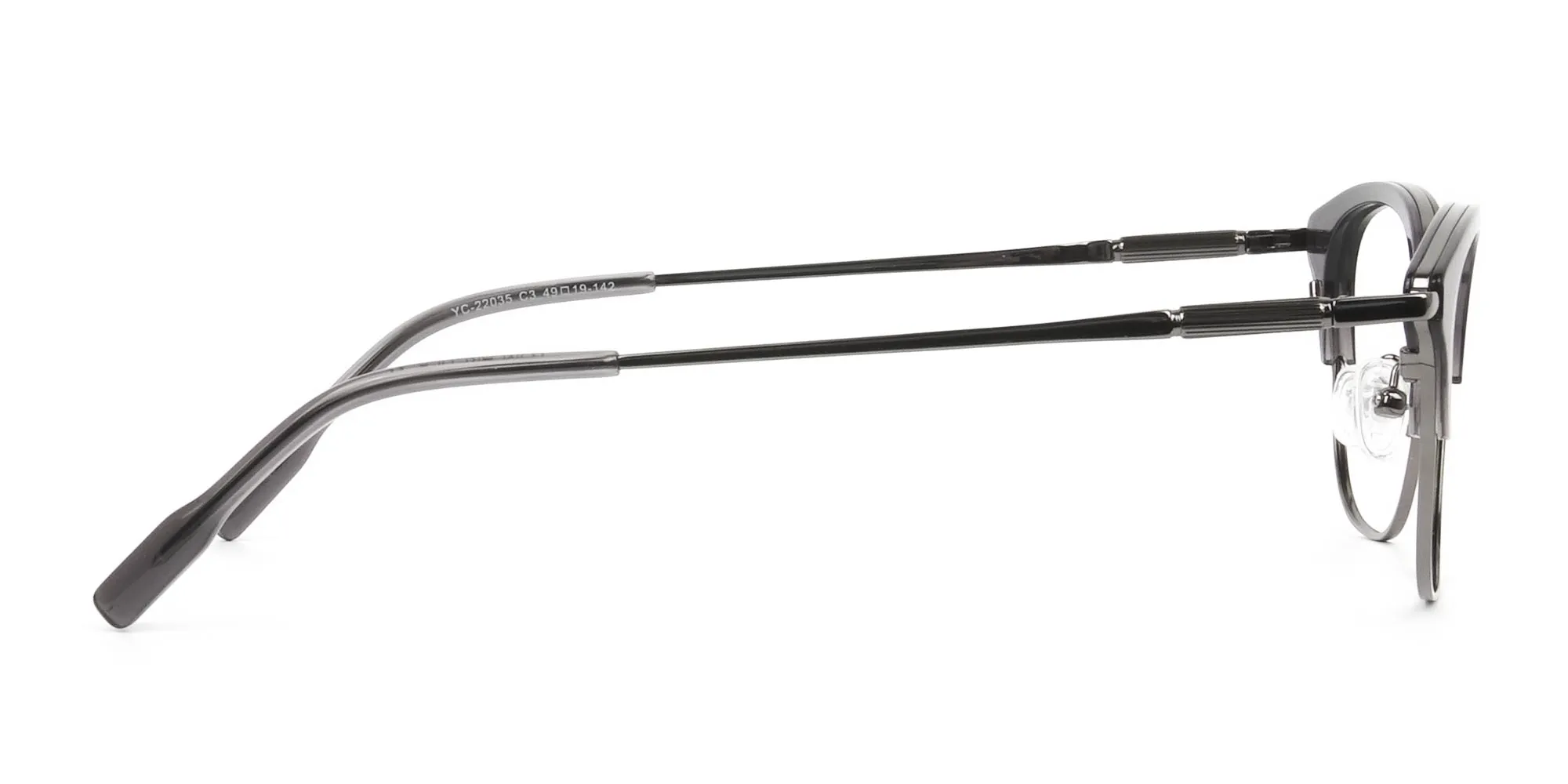 Square & Browline Gunmetal Silver Grey Translucent glasses - 2