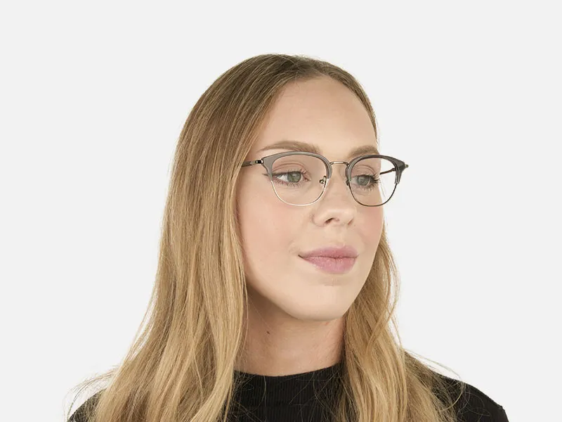 Square & Browline Gunmetal Silver Grey Translucent glasses - 2