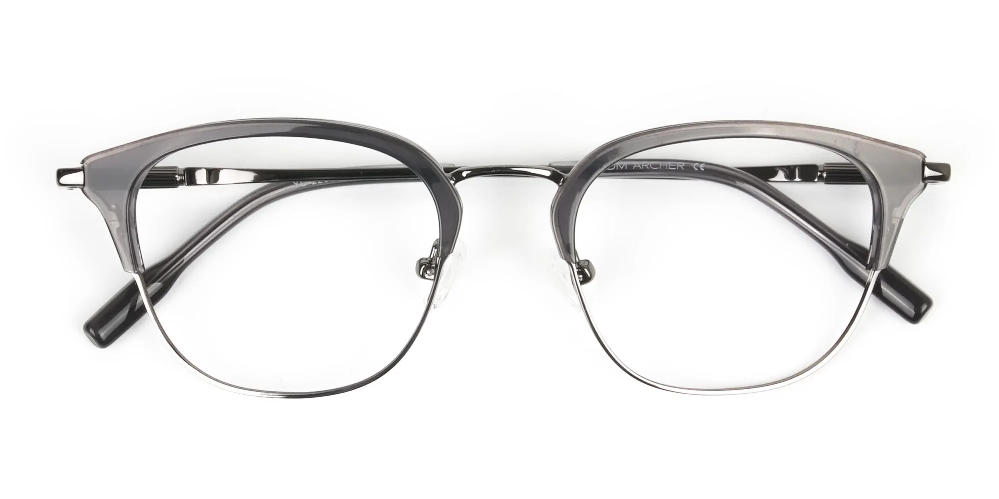 Square & Browline Gunmetal Silver Grey Translucent glasses - 2