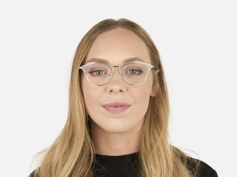 Silver & Crystal Periwinkle Purple Glasses - 2