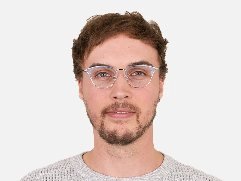 Silver & Crystal Periwinkle Purple Glasses - 2