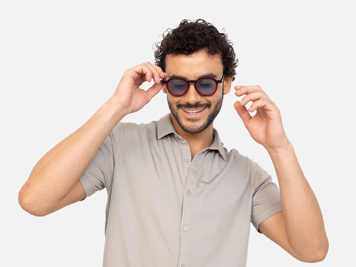 Black Geometric Frame Sunglasses-44