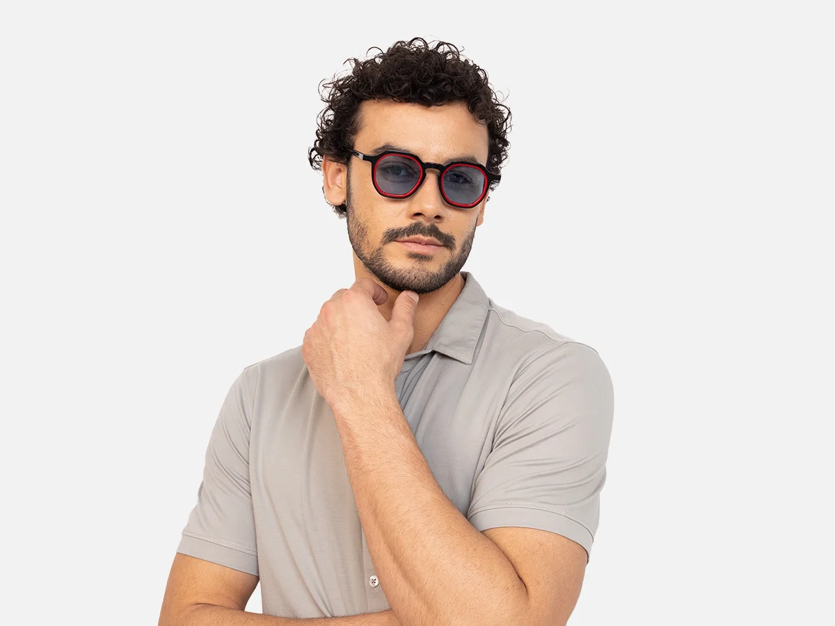 Black Geometric Frame Sunglasses-45