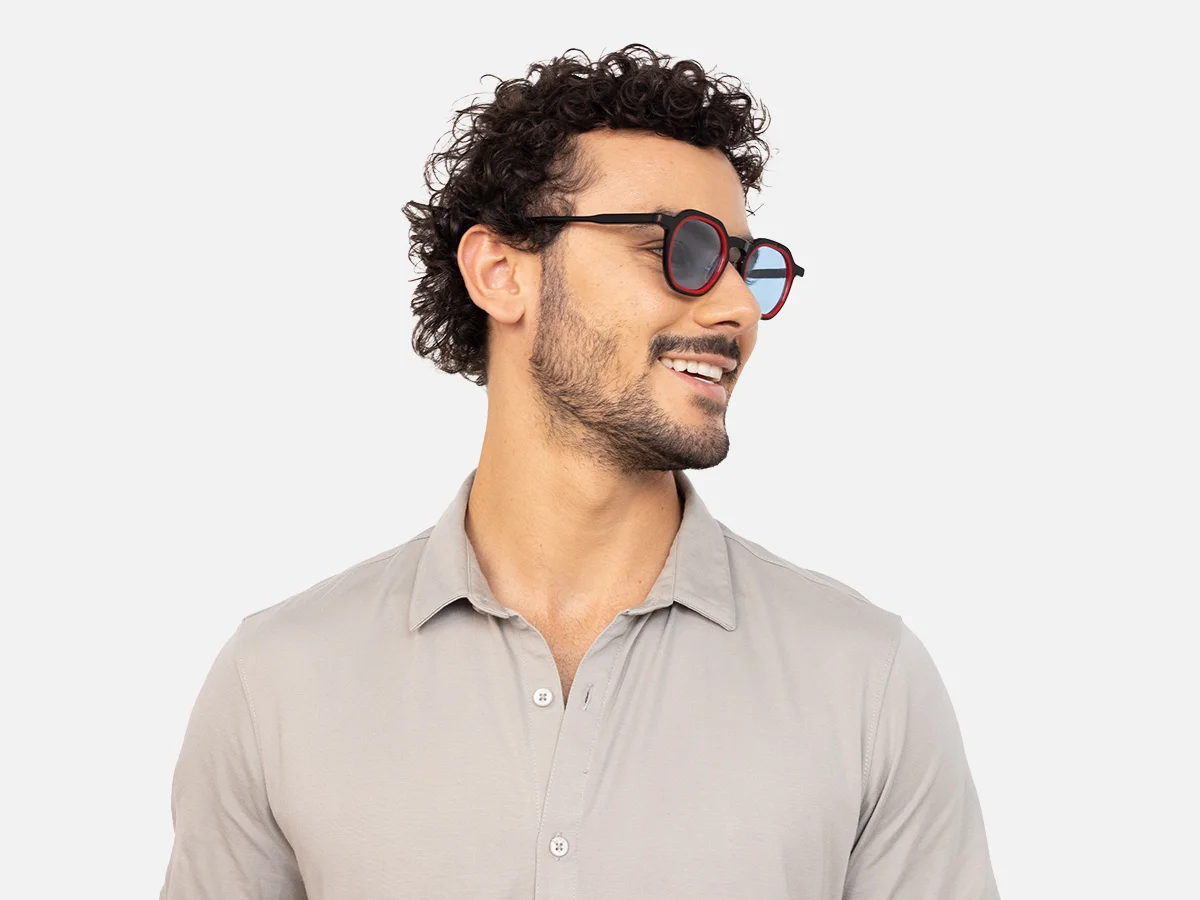 Black Geometric Frame Sunglasses-43
