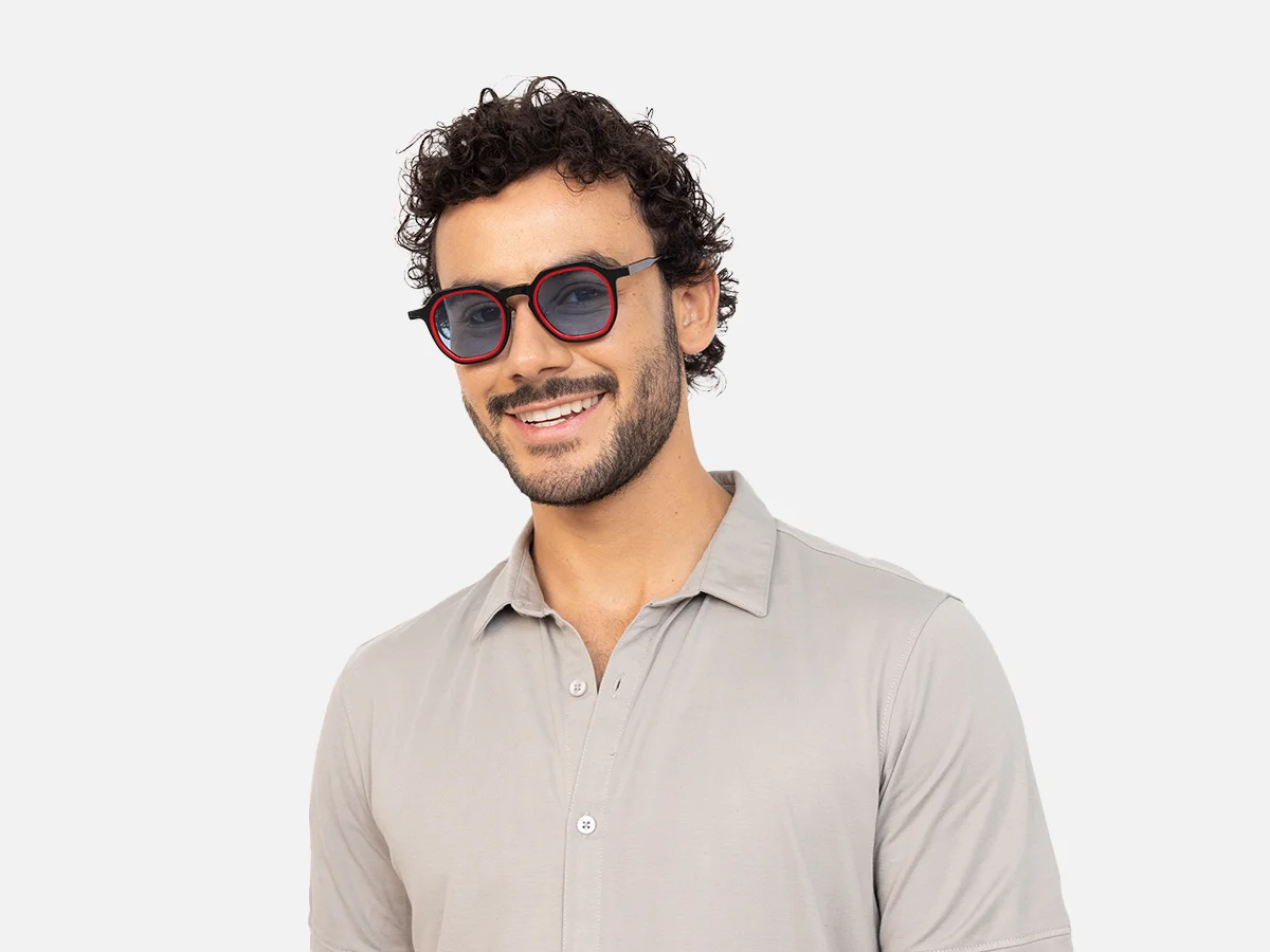 Black Geometric Frame Sunglasses-41