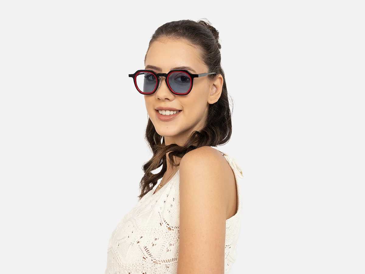Black Geometric Frame Sunglasses-52