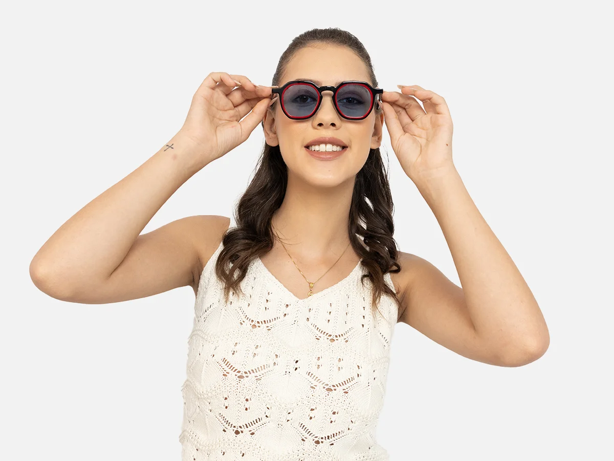 Black Geometric Frame Sunglasses-54