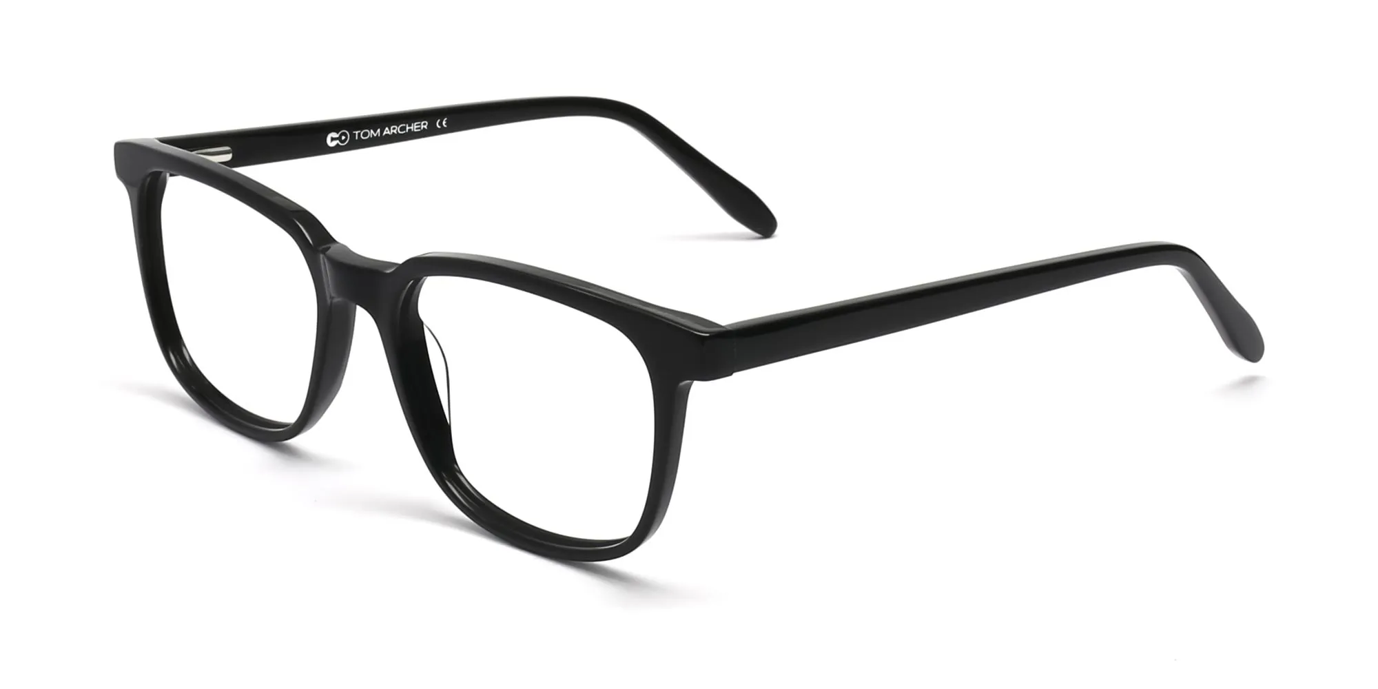 Black Acetate Rectangle Glasses Frame Unisex-2