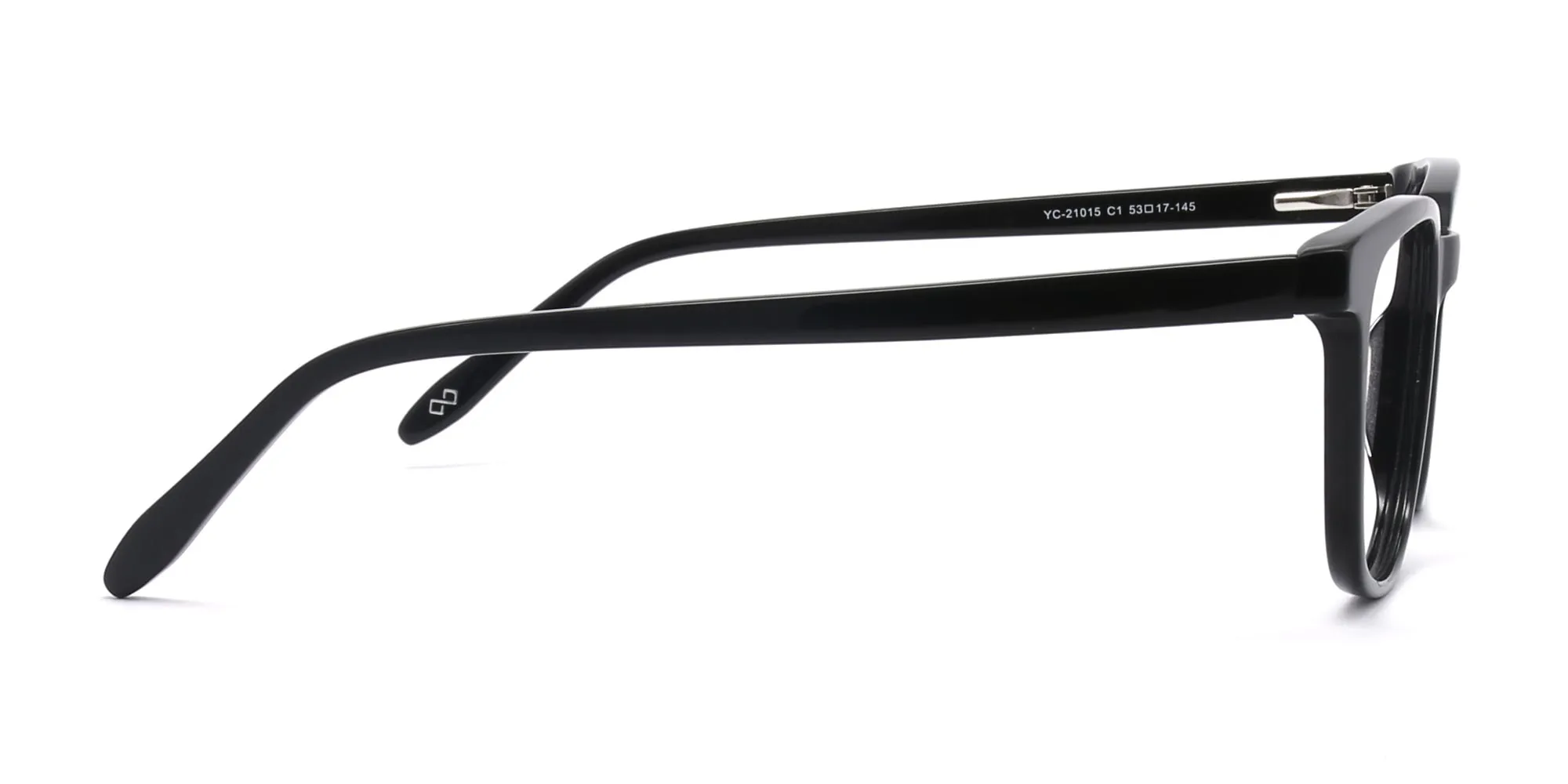 Black Acetate Rectangle Glasses Frame Unisex-2