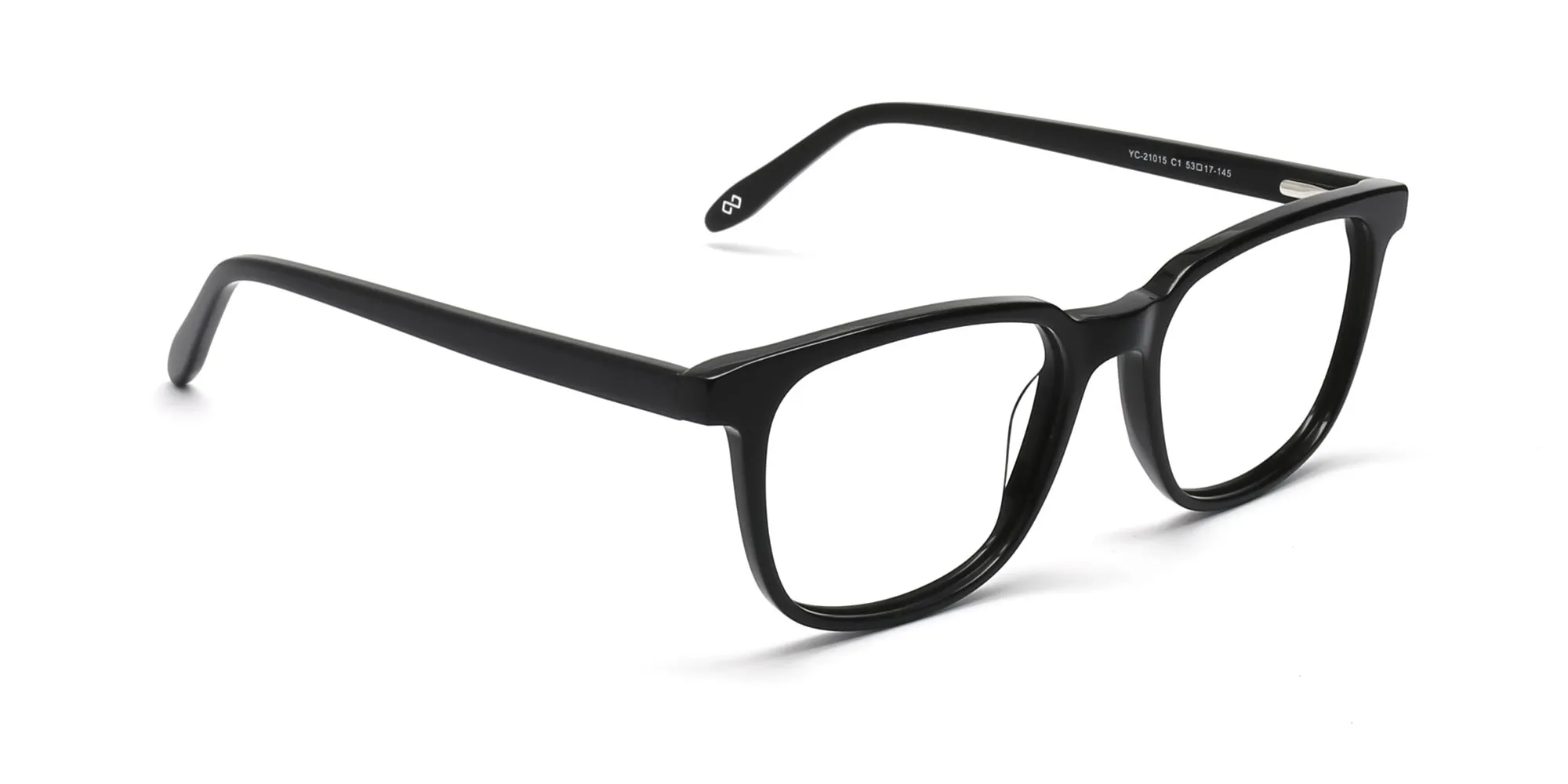 Black Acetate Rectangle Glasses Frame Unisex-2