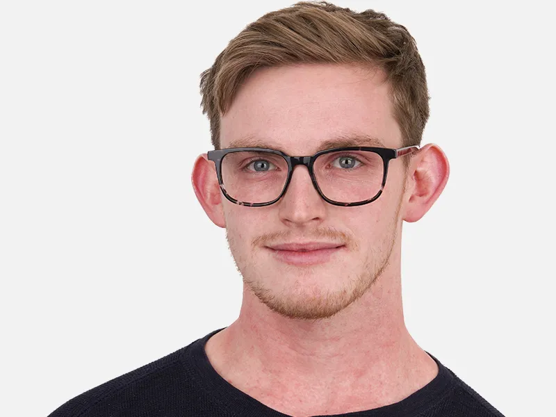 Dark Tortoise Rectangular Glasses Acetate Unisex-2