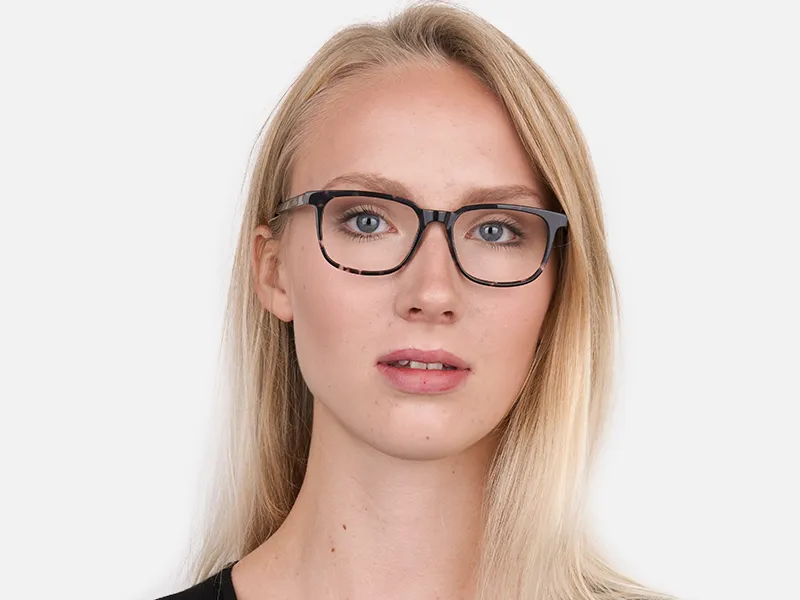 Dark Tortoise Rectangular Glasses Acetate Unisex-2