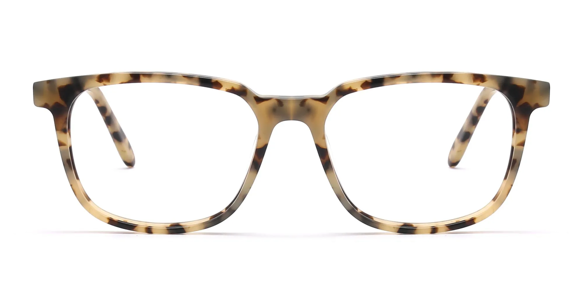 Cream Tortoise Rectangular Glasses Acetate Unisex-2