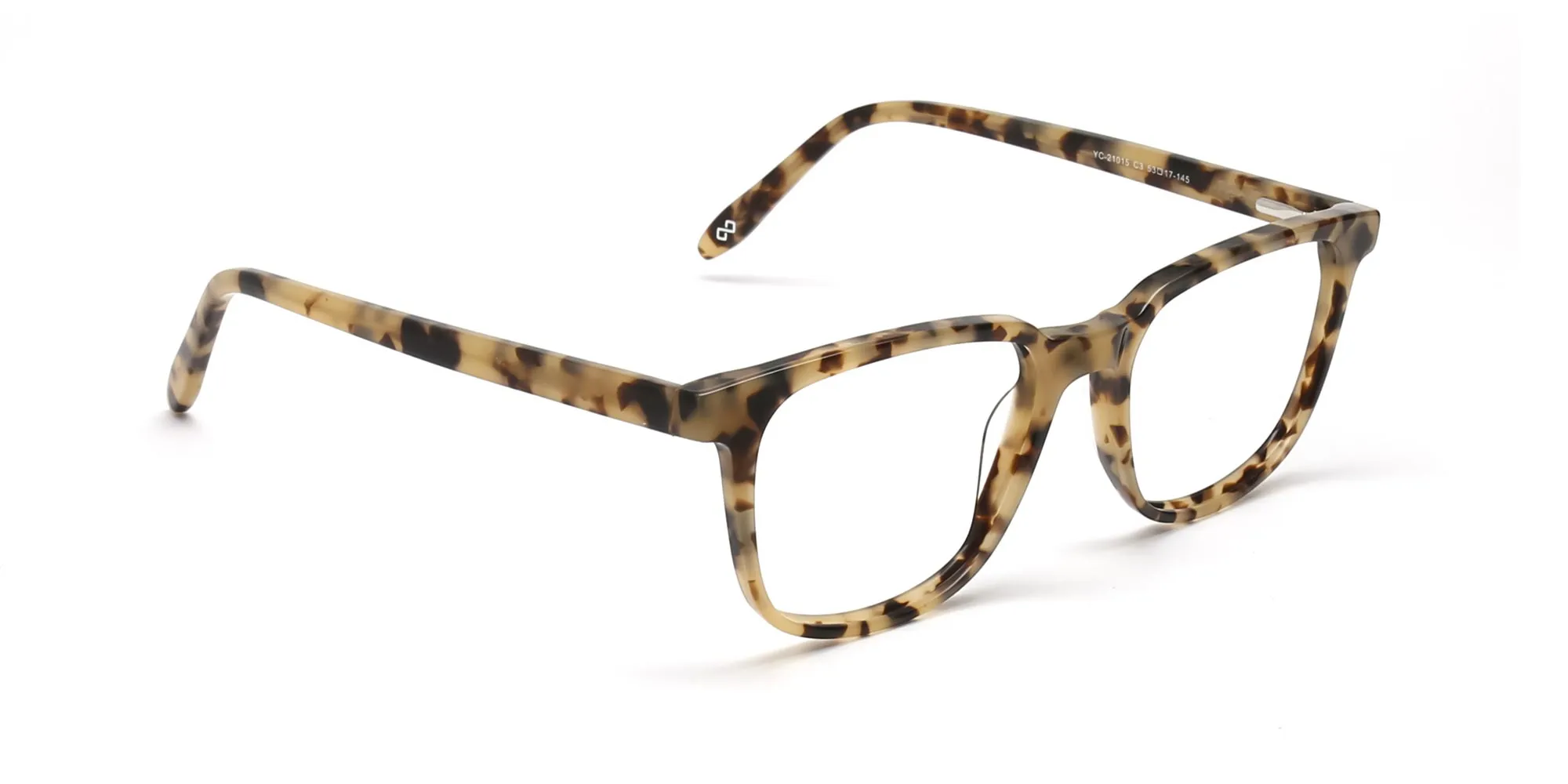 Cream Tortoise Rectangular Glasses Acetate Unisex-2
