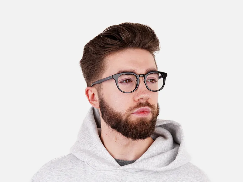 Square Round High-Grade Thick Black Translucent Blue Glasses - 2