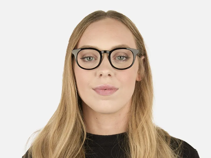 Square Round High-Grade Thick Black Translucent Blue Glasses - 2