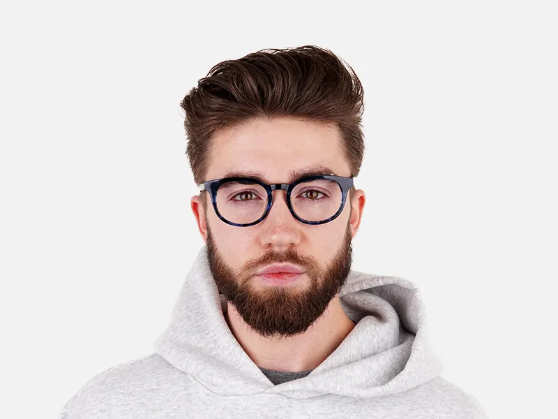 Round Ocean Blue Tortoise Handmade Acetate glasses - 2