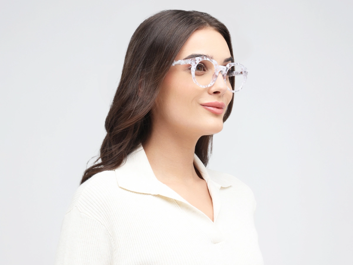 White Oval Glasses 53