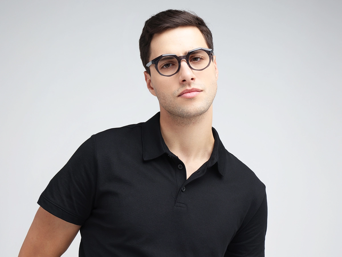 Crystal Slate Grey Round Oval Glasses 43