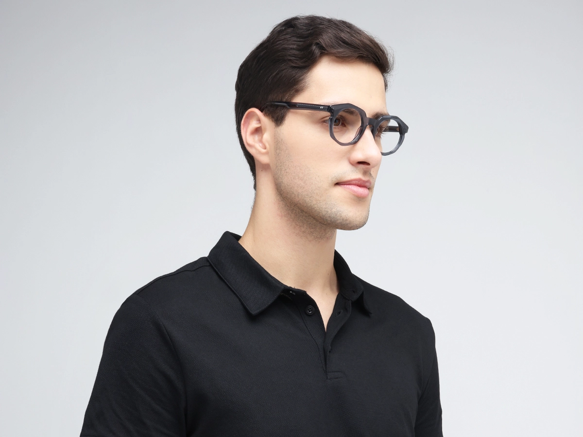 Crystal Slate Grey Round Oval Glasses 41