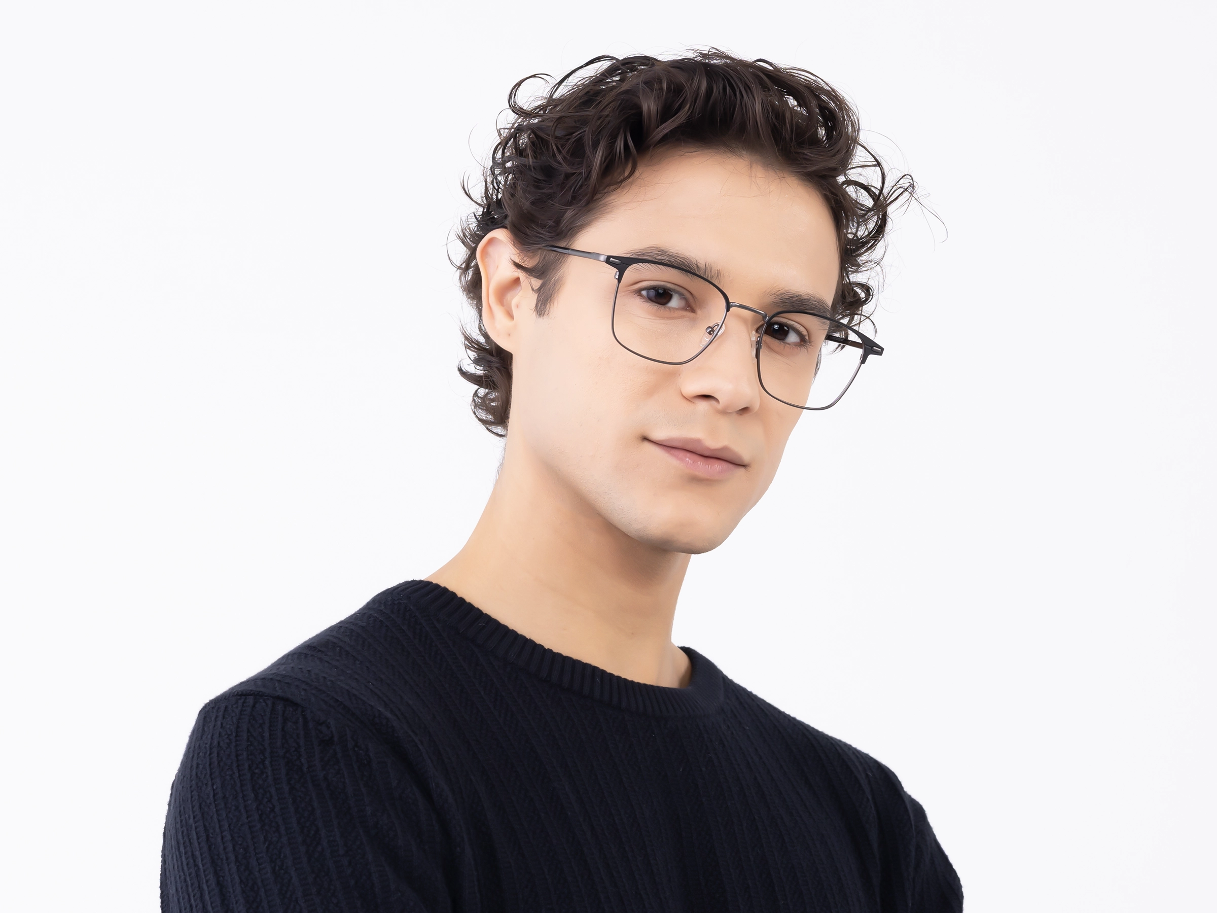 Matte Black & Gunmetal Square Glasses