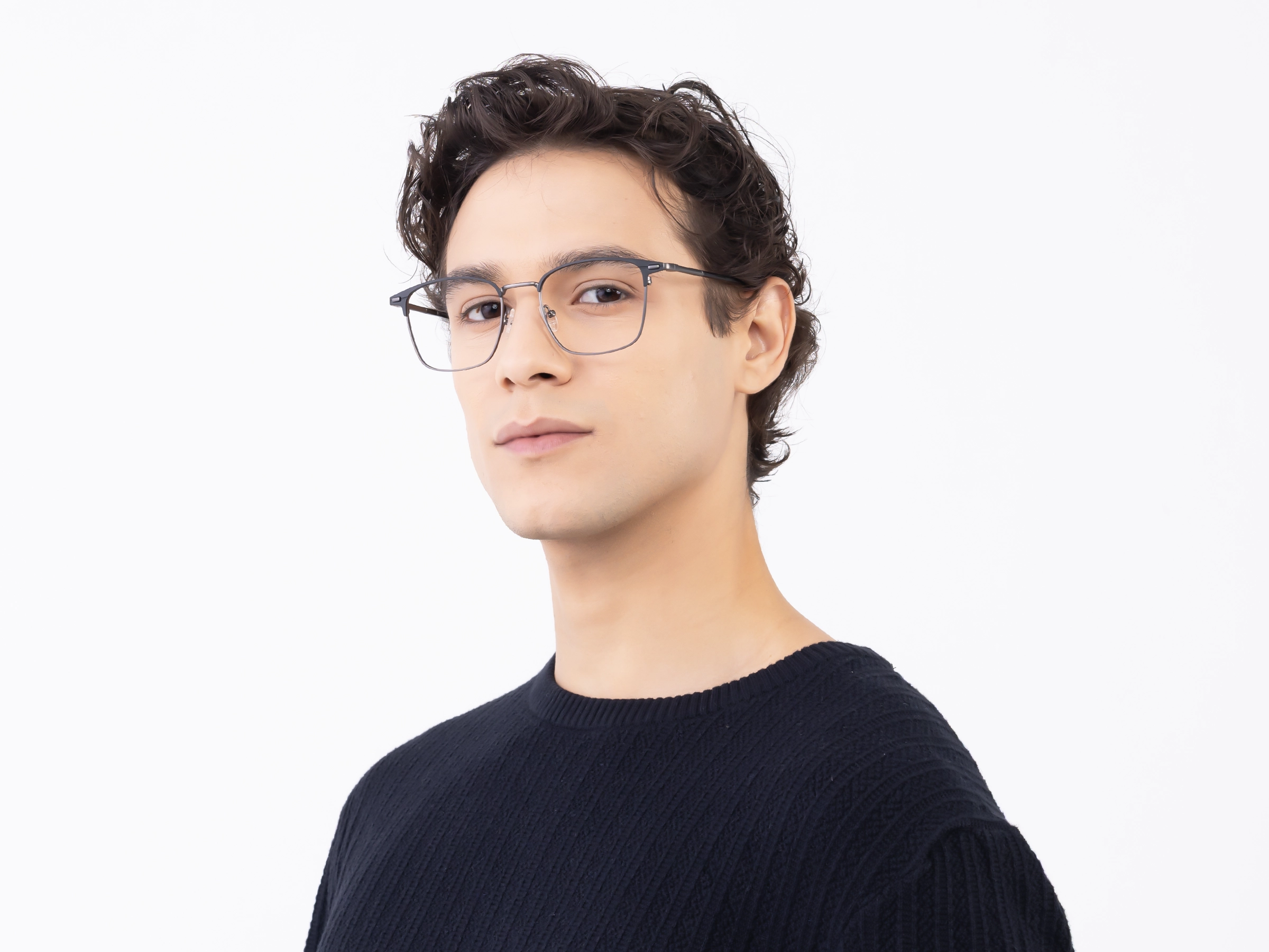 Matte Black & Gunmetal Square Glasses