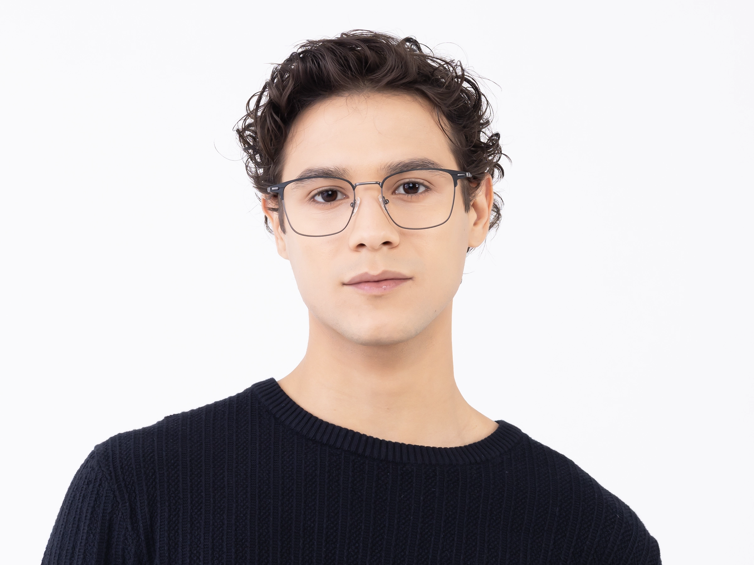 Matte Black & Gunmetal Square Glasses